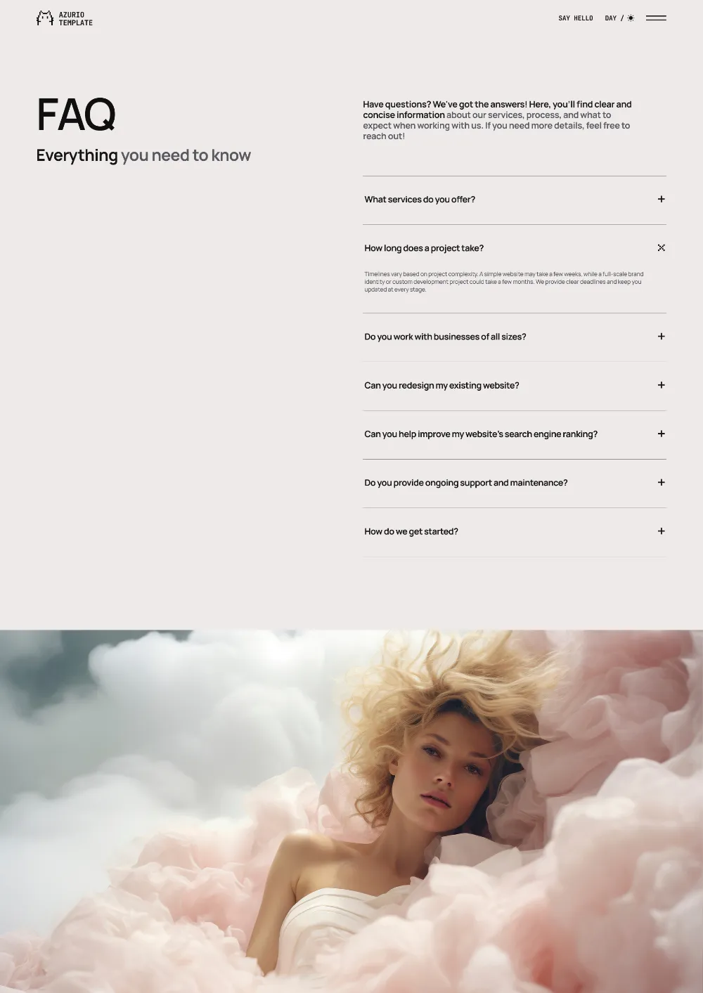 Azurio Template Image - FAQ Page Link